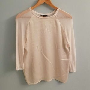 Vince Sheer Back Silk and Cashmere Blush Top